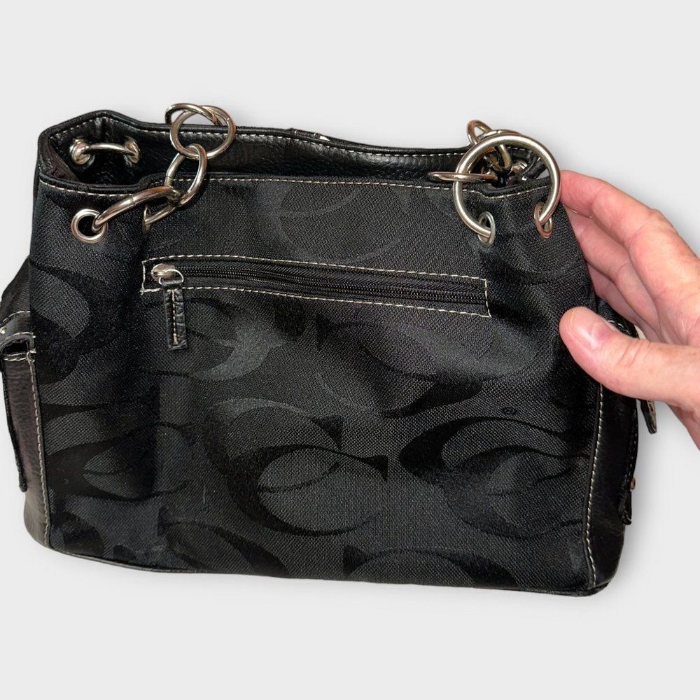 Zebra Striped Block Pattern Shoulder Bag Black an… - image 2